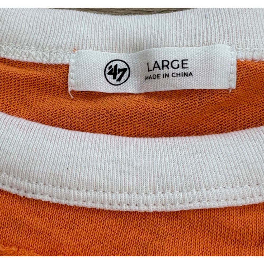 NWT Women's 47 Brand Cleveland Browns Raw Hem Cropped LS Tee -Large-White/Orange - Picture 4 of 6